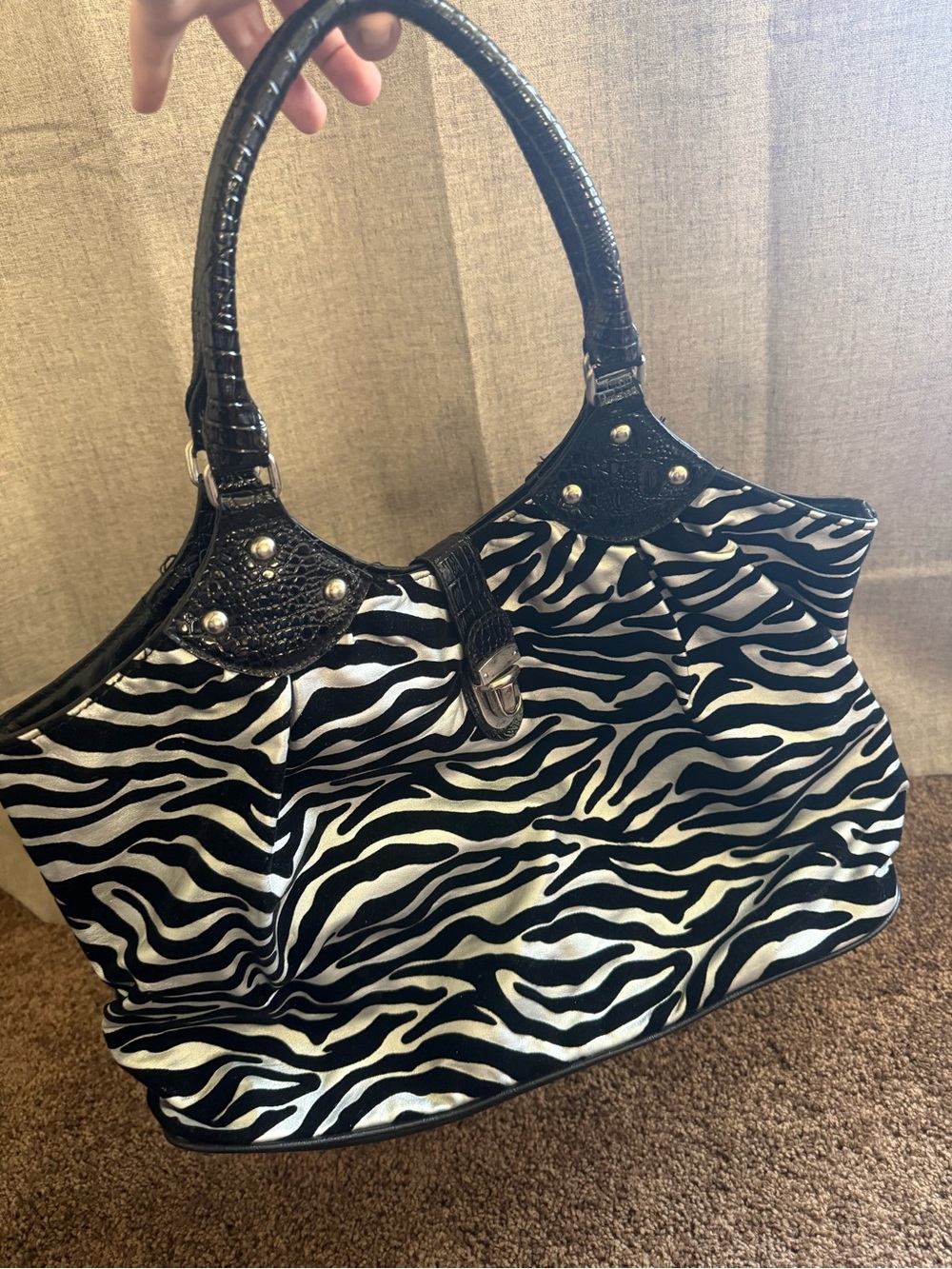 Maurices Black & White Zebra Print Tote Bag - Stylish Women’s Shoulder Bag